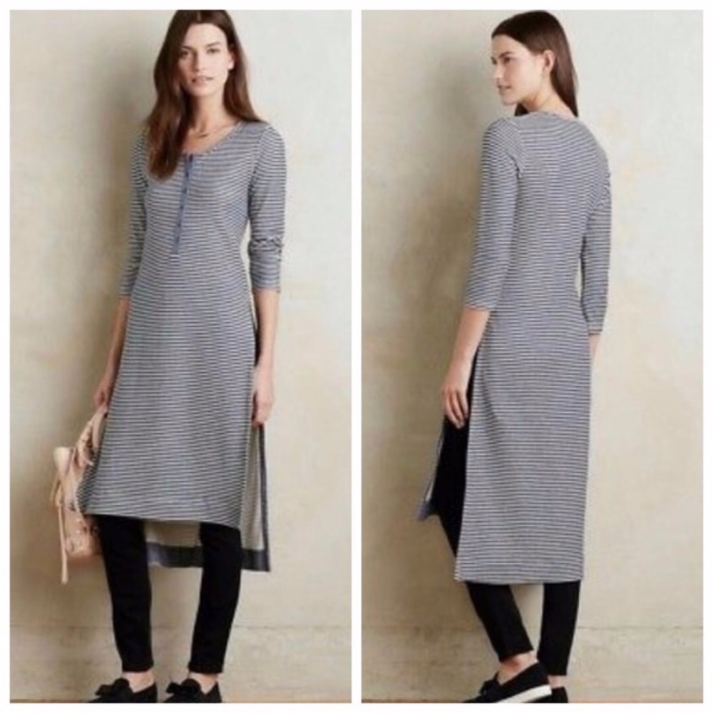 Anthropologie Postmark Striped Henley Split Tunic